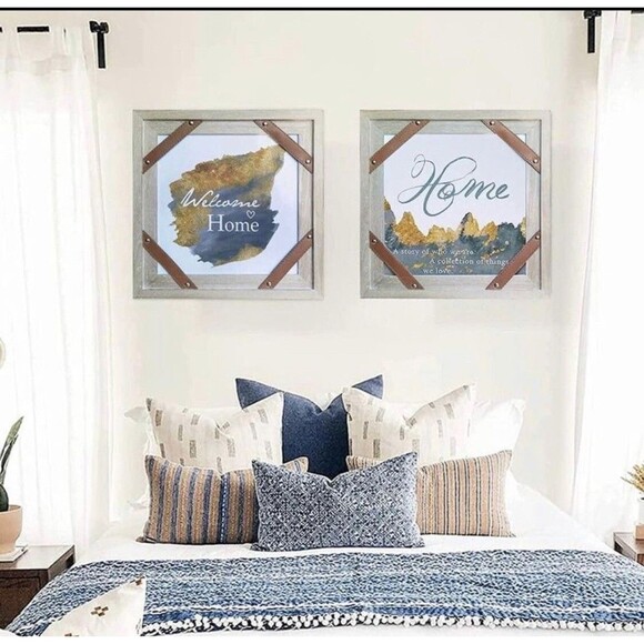 Chantoo Welcome Sign Rustic Farmhouse Wall Decor Family Decor 15.7”X15.7” 2 Pack - Picture 5 of 8